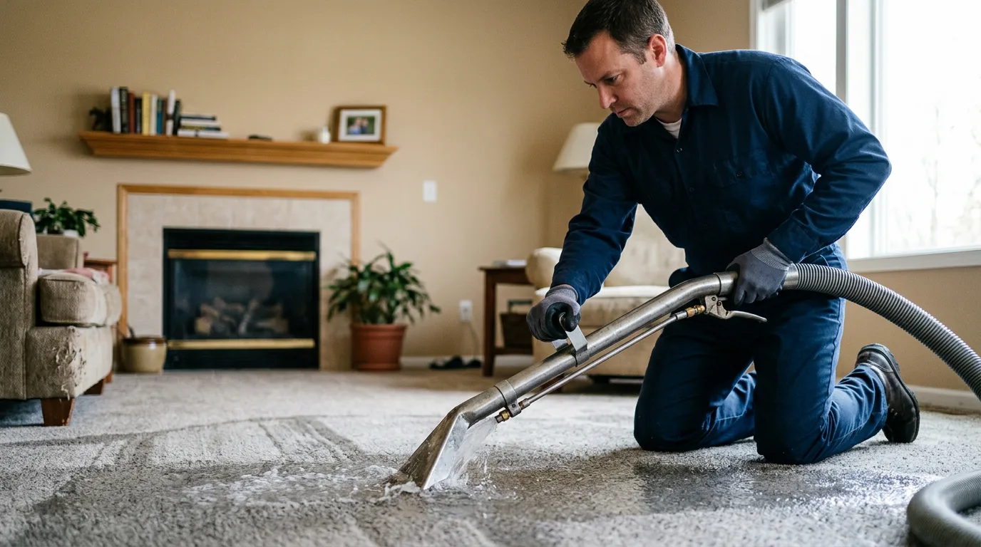 Water damage restoration technician working near Texola, OK